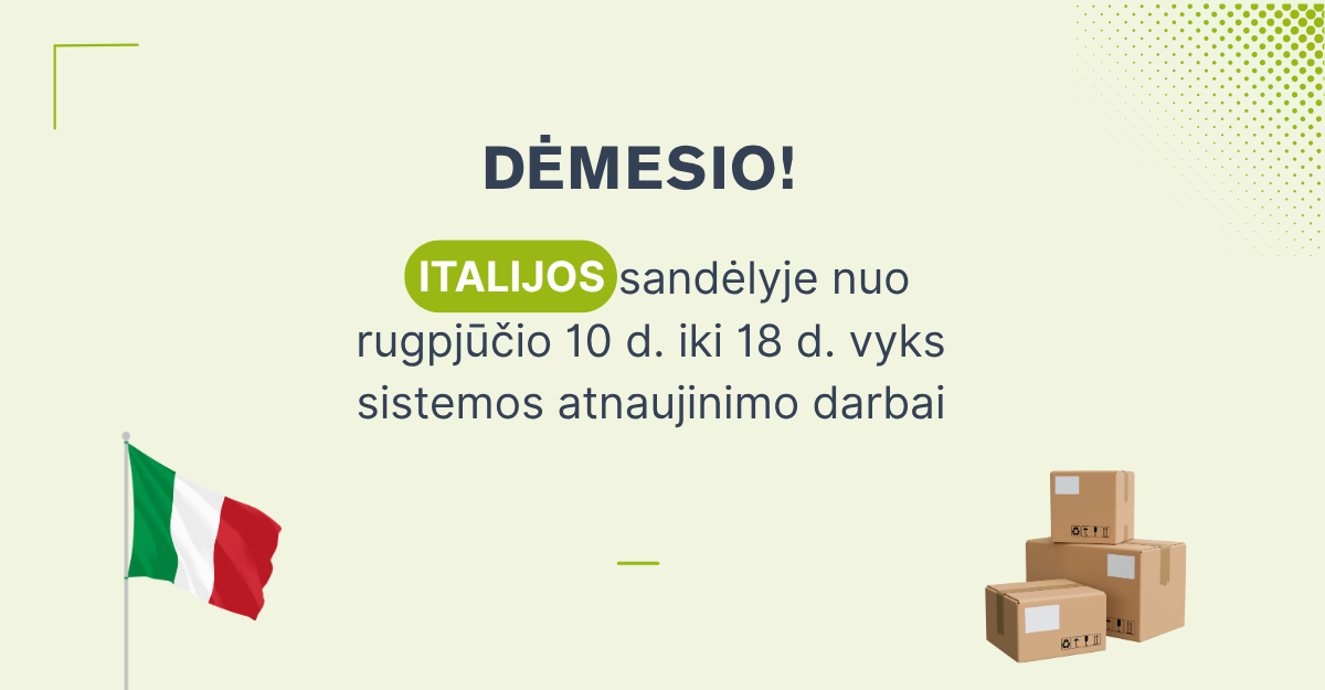 Italijos sandėlio darbo pokyčiai
