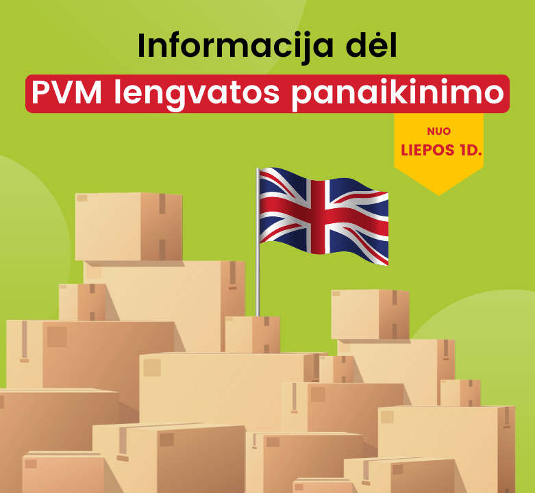 Nuo liepos 1d. panaikinimos PVM lengvatos prekėms iš UK